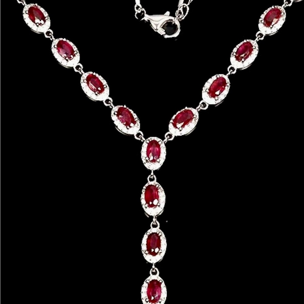 *PRIVATE LISTING* RUBY Sapphire Tennis Necklace 14k and Earrings Gold Silver 925 - Picture 4 of 7